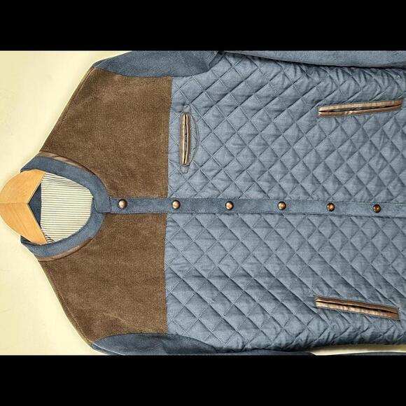 West Louis Navy + Brown Quilted Corduroy Jacket SIZE M - Picture 9 of 9